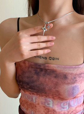 BKP曼谷公园「双子星」百搭ins项链春夏男女同款十字吊坠高级辣妹