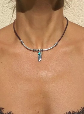 波西米亚复古vintag项链松石小坠