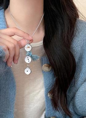 BKP曼谷公园「雪人」复古可爱纽扣项链围巾秋冬百搭毛衣女圣诞