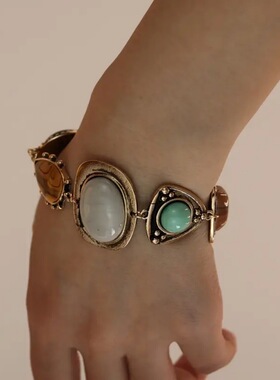 欧美复古波西米亚彩宝中古风手链