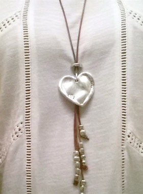 波西米亚爱心长款项链毛衣链