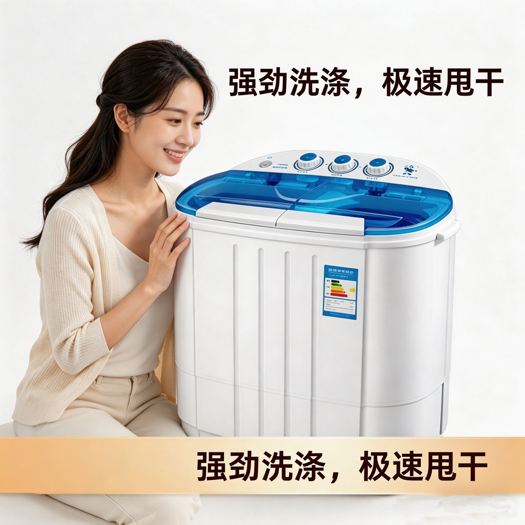 鸭子双桶迷你半自动洗衣机宿舍家