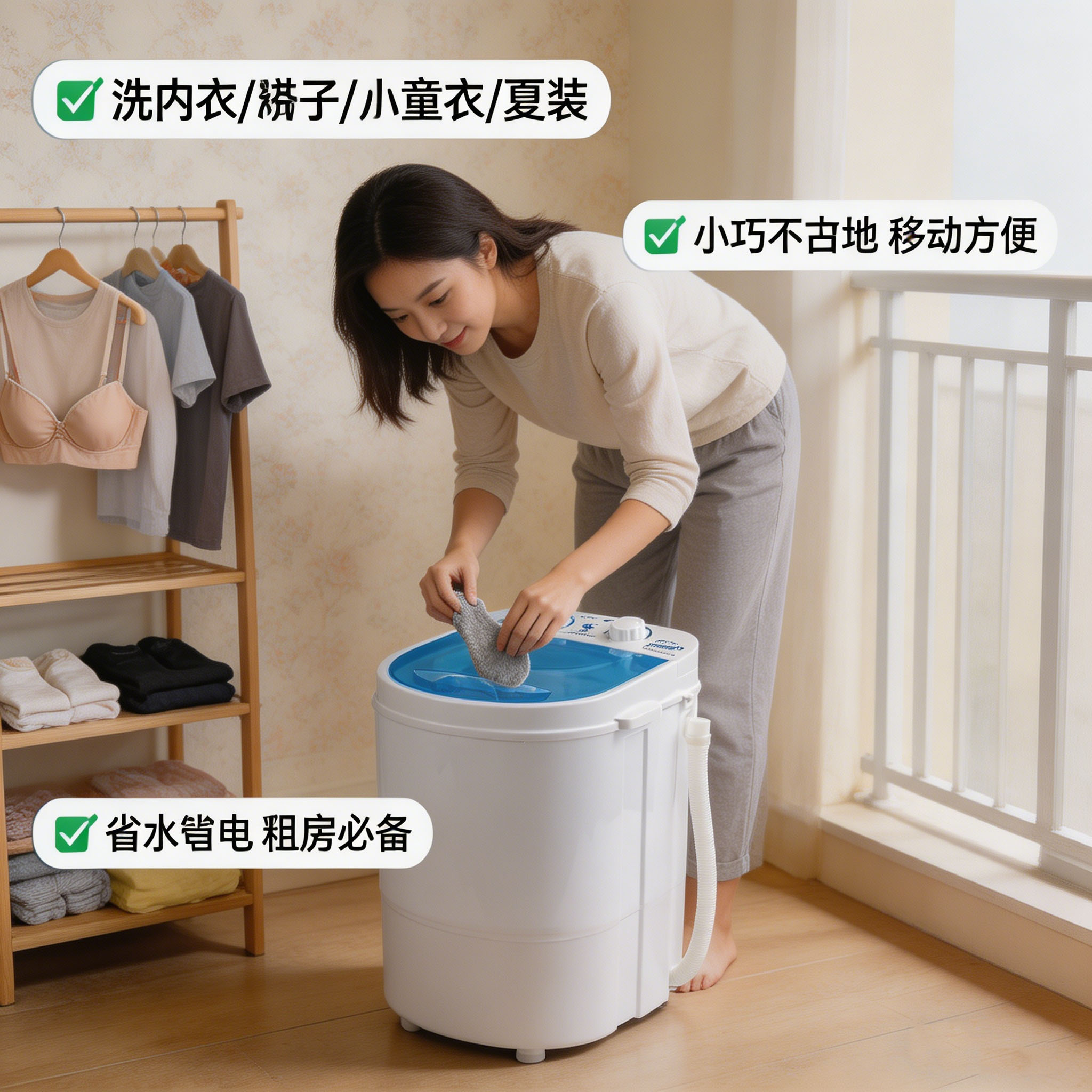 小型半自动宿舍迷你波轮洗沥一体