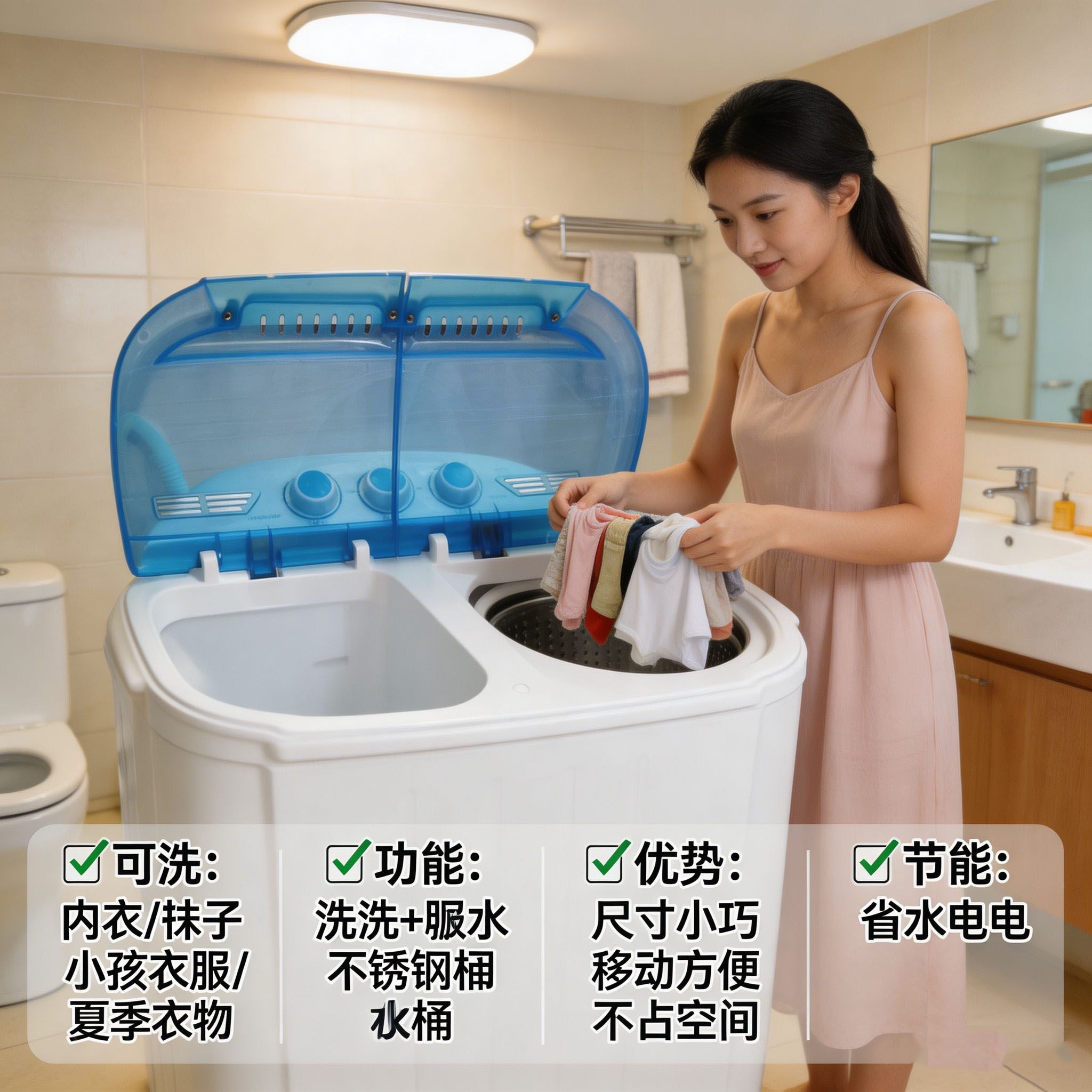 小双桶洗衣机小型迷你家用洗袜子