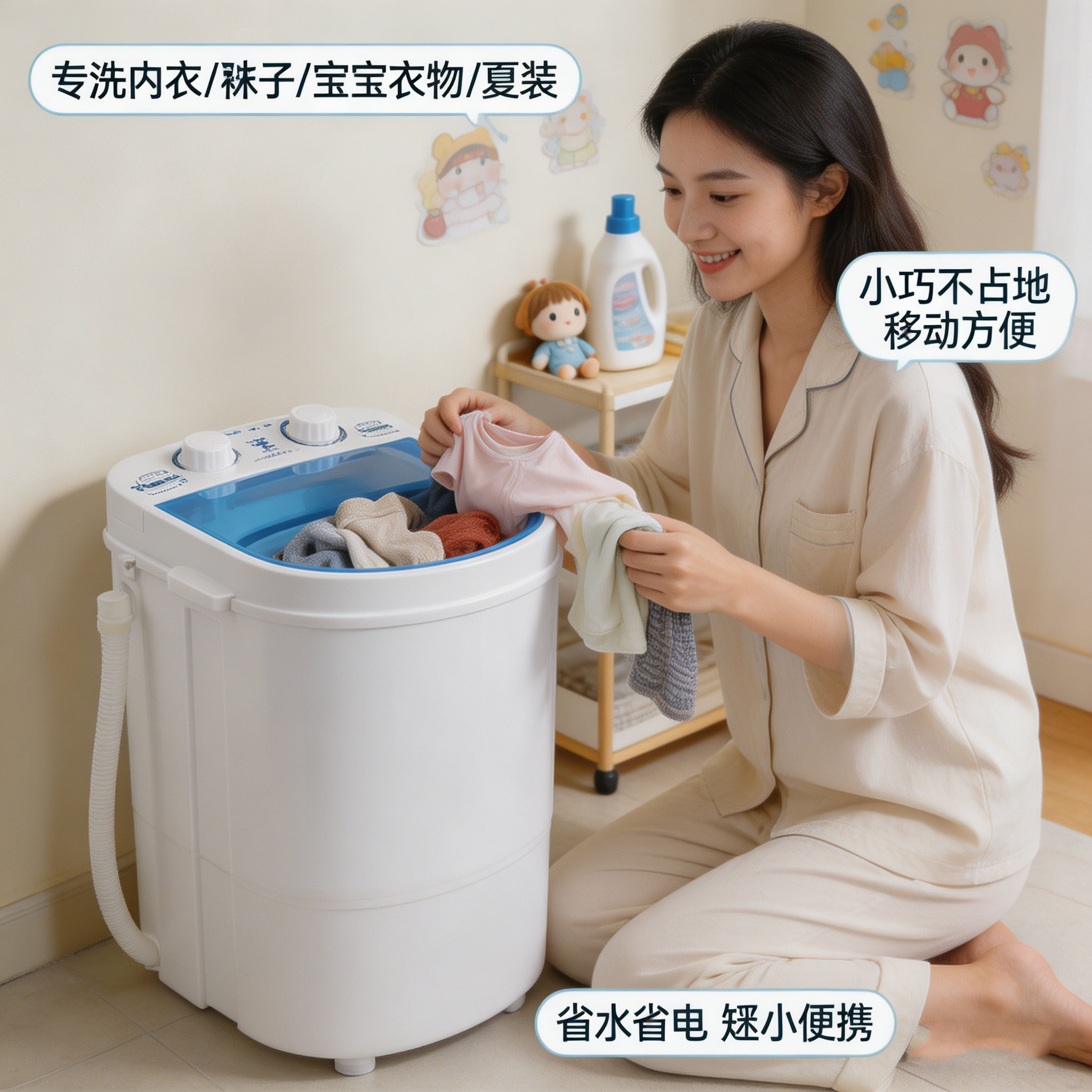鸭子新款迷你洗衣机家用小型