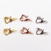 14K光金爱心弹簧锁扣 链手链扣 925半银龙虾扣配件 DIY串珍珠项扣