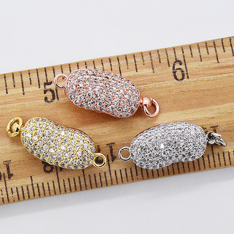 镀925银满钻豌豆扣 马背扣 棒插扣 珍珠手链扣 项链扣diy饰品配件