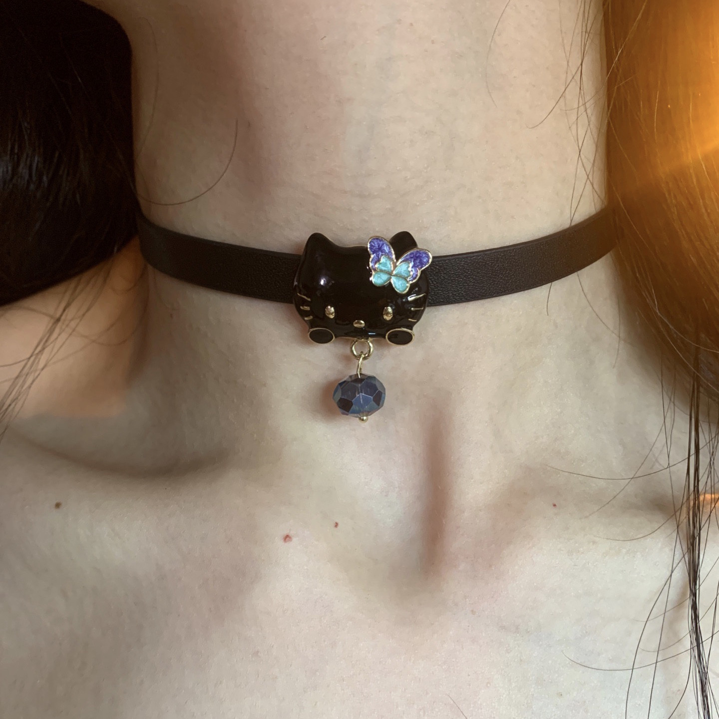 棠洛 小猫choker项圈女软皮黑色锁骨链百搭高级感颈链甜酷辣妹潮