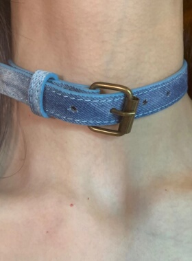 【棠洛】原创牛仔蓝色系choker项圈女皮带扣颈链亚文化配饰小众潮
