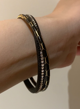 欧美风双层蛇纹镶钻手镯女简约高级感叠戴手环辣妹饰品潮个性