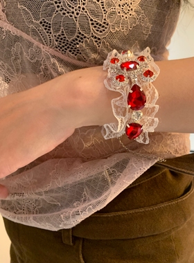 「雾凇岛」蕾丝锆石手链女小众个性手镯独特设计手饰品甜酷辣妹风