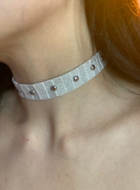 棠洛 白色铆钉choker颈链女甜酷辣妹风白色颈带项圈泡朋克风2026