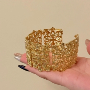 波西米亚风夸张手饰品潮 欧美风金色手镯臂环女小众个性 棠洛 宽版