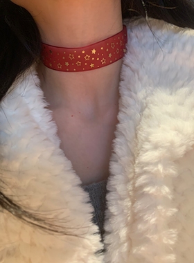 红色星星网纱choker颈链女y2k亚文化颈链布艺蕾丝项圈高级感2026