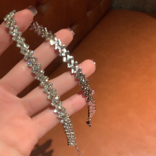 星辰落~白色闪钻拼接项链锁骨链