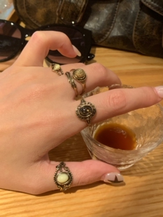 7件套 古堡秘境 vintage美式复古做旧戒指女古铜叠戴食指戒高级感