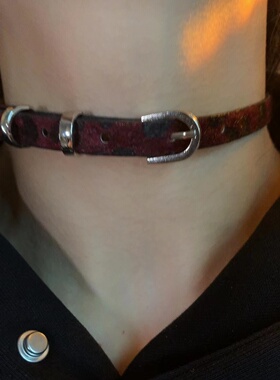 拉菲红豹纹choker项圈女