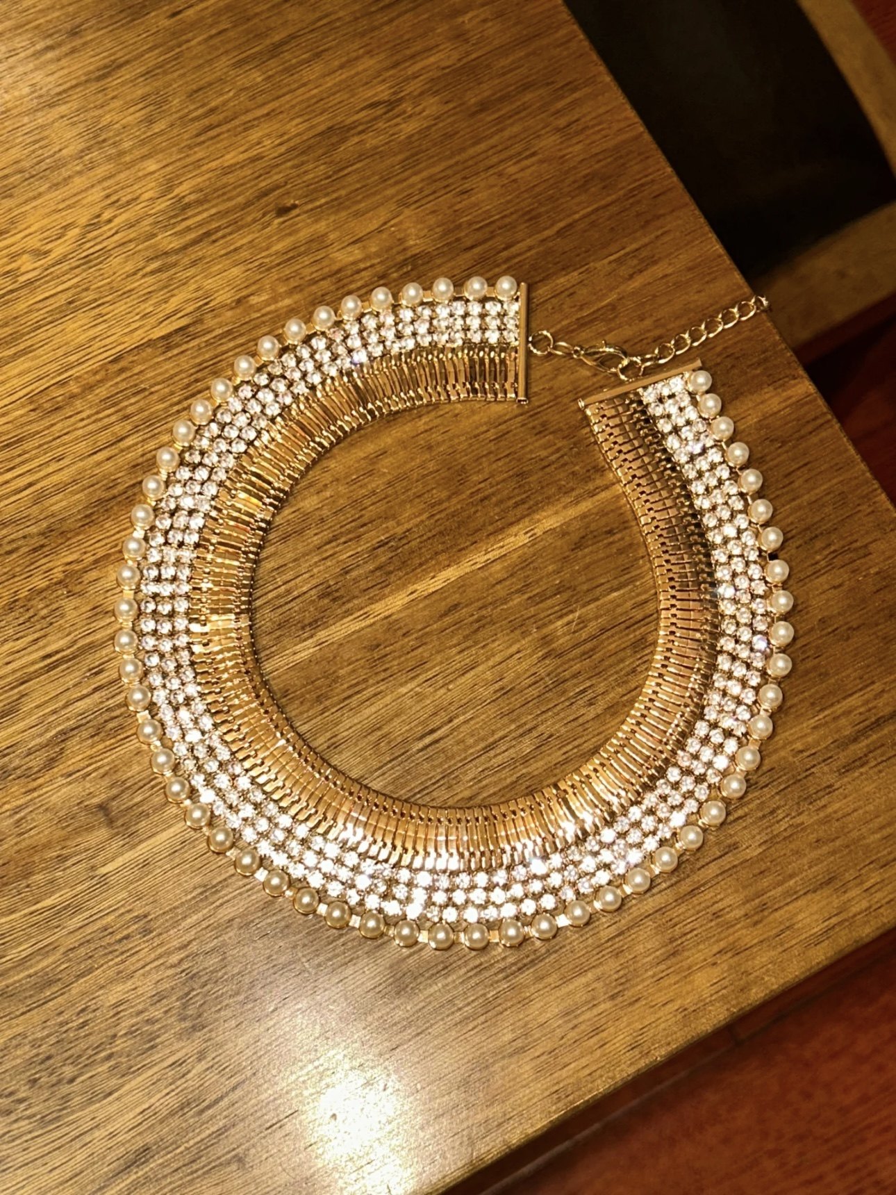 尼罗河花园 夸张金色镶钻珍珠项圈女宴会生日配饰项链波西米亚风