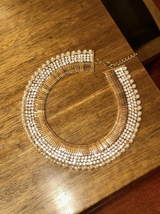 尼罗河花园 夸张金色镶钻珍珠项圈女宴会生日配饰项链波西米亚风