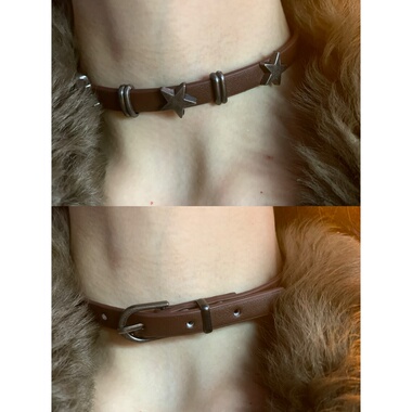 棠洛 一款两戴咖色星星choker颈链女废土辣妹风项圈小众个性颈带