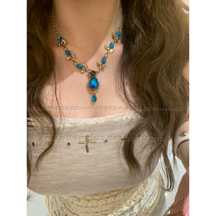 原创~vintage古着度假风锁骨链小众个性夸张波西米亚风配饰项链