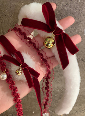 圣诞节新年酒红色choker项圈女秋冬毛绒颈链氛围感红色项链2025潮