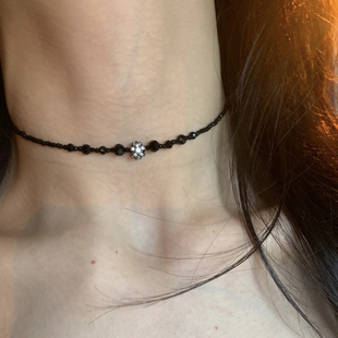 灰色星轨 立体碎钻choker细闪尖晶石颈链女高级感锁骨链日常百搭