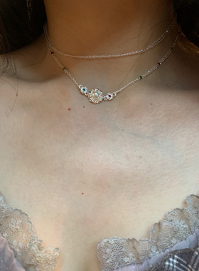 【棠洛】温莎之恋 高级感双层白透捷克珠choker颈链女复古锁骨链