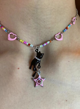 自制 甜欲小猫choker颈链女春夏辣妹可爱彩色项链小众高级感2024