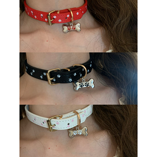 棠洛｜原创猫爪皮革choker颈链女y2k辣妹日系项圈卡哇伊颈带2026