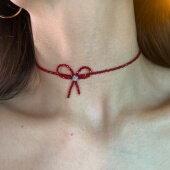 原创手作款 细闪尖晶石蝴蝶结choker颈链女小众独特锁骨链项圈潮