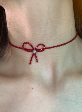细闪尖晶石蝴蝶结choker