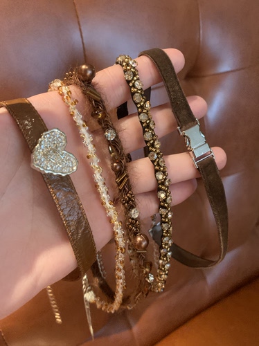 棠洛 咖色废土系choker颈链女小众个性项圈波西米亚风锁骨链颈带