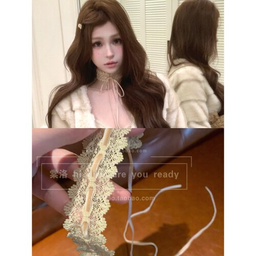「燕麦可可」绑带款蕾丝颈链女小众个性颈带贴肤项圈纯欲感锁骨链