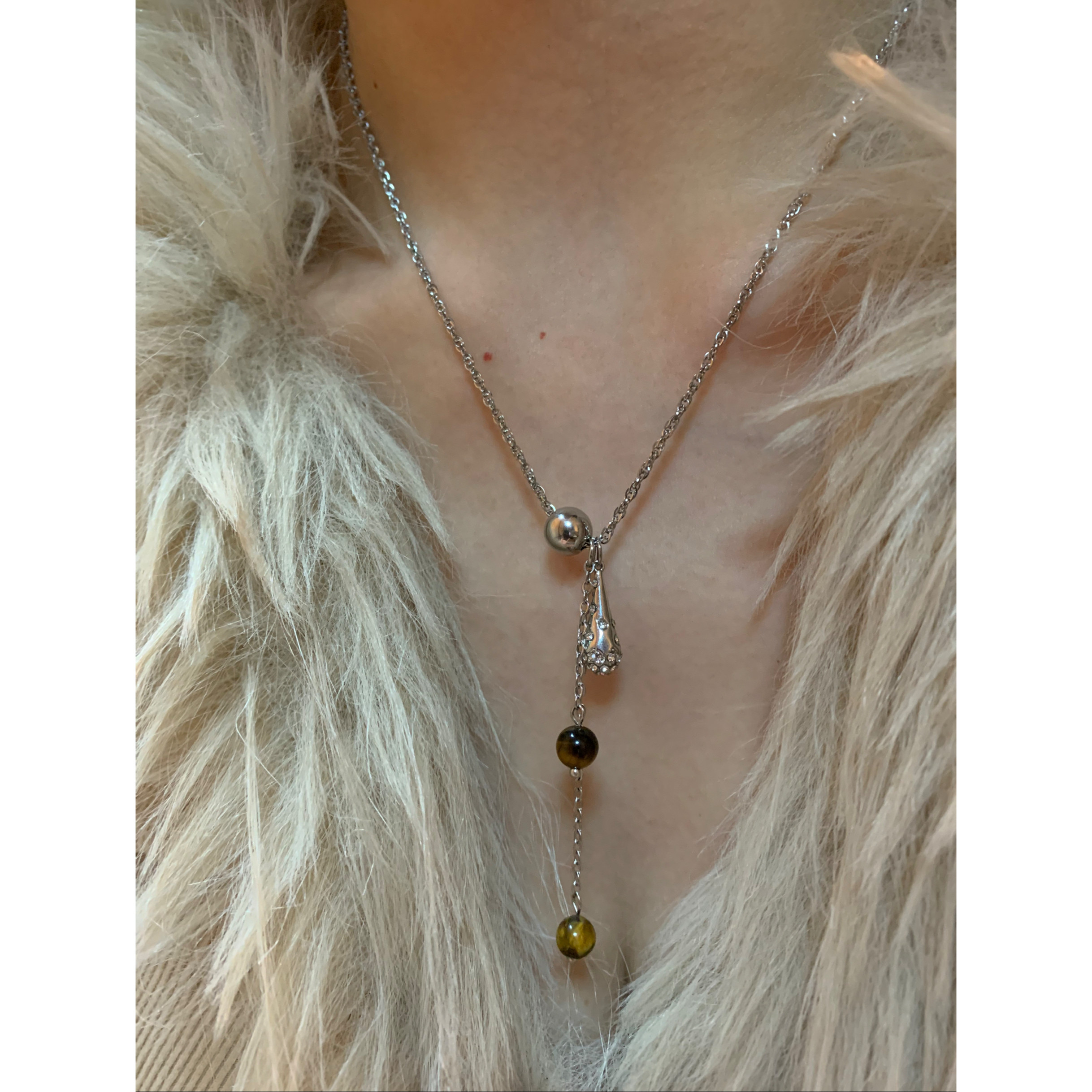 细闪氛围感虎眼石流苏项链女小众高级感短款毛衣链精致轻奢毛衣链,饰品/流行首饰/时尚饰品新,项链,淘宝优惠券,粉丝福利购,淘宝优惠卷