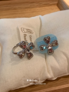 叠戴指环日常高级 棠洛「夏日缤纷」y2k彩锆四叶草树脂戒指女个性