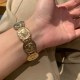 vintage 浅金色钱币浮雕手镯女弹力手环复古波西米亚风手饰品2026