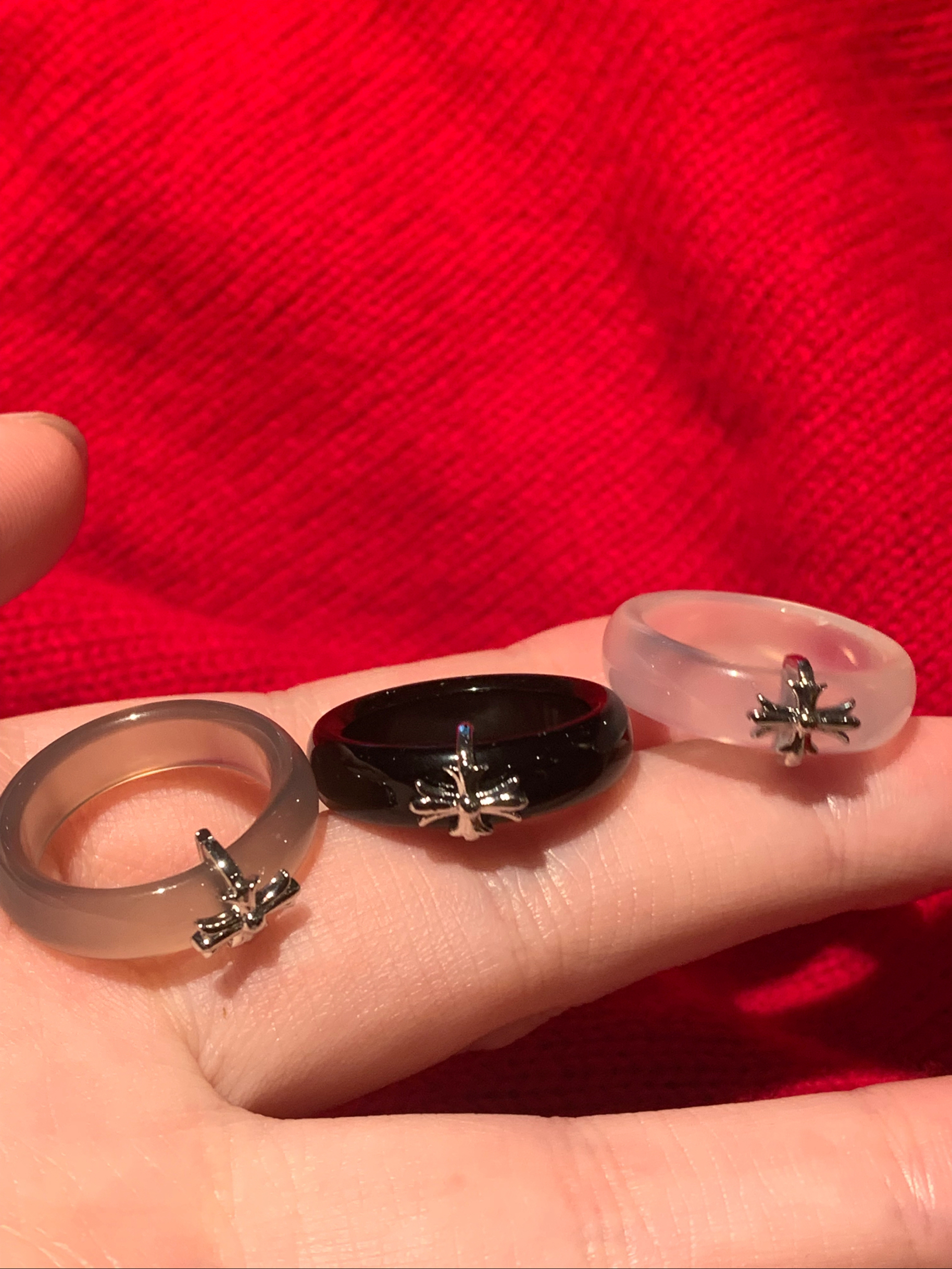 棠洛 甜酷风玛瑙十字架戒指女小众个性食指戒指日常百搭高级感潮