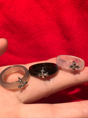 棠洛 甜酷风玛瑙十字架戒指女小众个性食指戒指日常百搭高级感潮