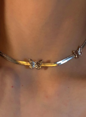 y2k~三只蝴蝶choker短款项链