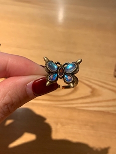 vintage中古流光蝴蝶戒指女小众古着食指戒指开口可调节指环2026