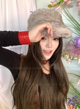 棠洛 红色爆闪水钻手镯女y2k亚文化手环夸张欧美潮流手饰品2026潮