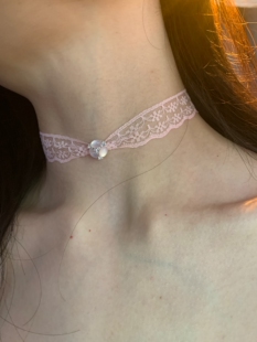 粉色月光 项链 原创蕾丝choker颈链女甜欲感布艺颈带项圈小众个性