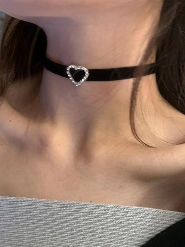 派对女主Choker颈链黑丝绒水钻