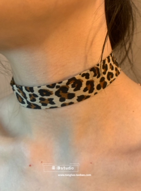 棠洛 丝巾豹纹贴肤choker颈链女布艺绕脖锁骨链甜酷辣妹项圈2026