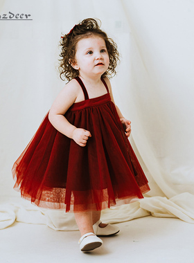 benzdeer婴儿连衣裙周岁红色女宝宝礼服女童tutu裙蓬蓬