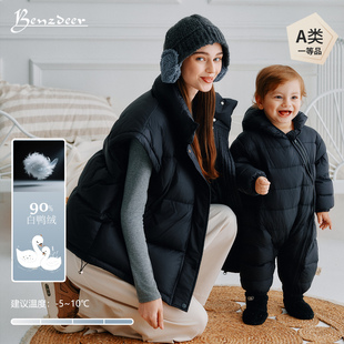 Benzdeer本驰鹿2025新款儿童男孩男宝宝羽绒连体衣羽绒服亲子装