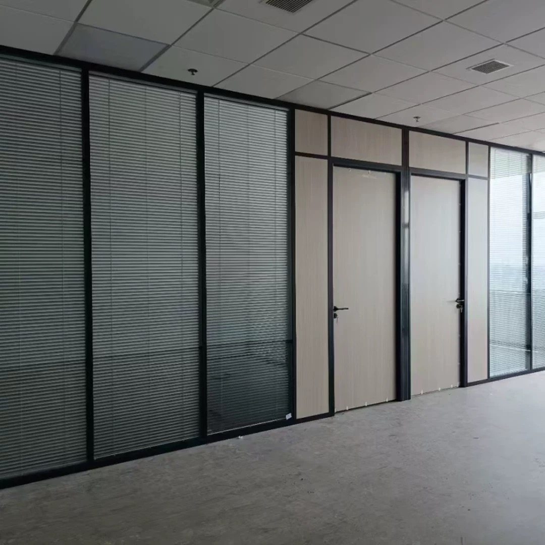 开放式办公区玻璃隔断杭州双玻百叶隔断单玻隔断墙免费测量包送装