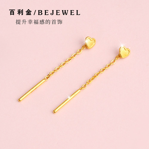 百利金珠宝黄金耳线迷你爱心短款