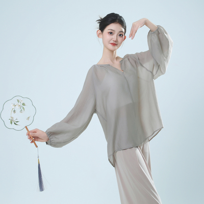 朵棠古典舞身韵服飘逸宽松网纱罩衫形体现代舞蹈练功服中国舞纱衣